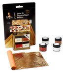 Metal leaf starter kit with packaging, foil, and small containers on a white background