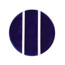 Navy blue plate with two white stripes on a white background