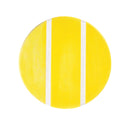 Yellow circular object with a white stripe on a white background