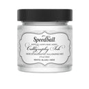 Speedball acrylic calligraphy ink jar on a white background