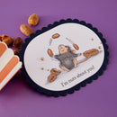 Card with hedgehog illustration and 'I'm nuts about you!' text on a purple background