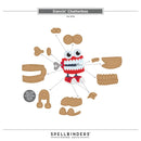 Instructions for assembling a paper craft character named 'Dancin' Chatterbox' by Spellbinders.