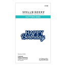 Spellbinders cutting dies packaging with 'Happy Birthday' text on a white background