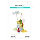 Spellbinders cutting dies packaging with cleaning supplies illustration on a white background