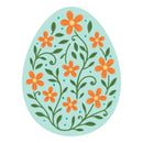 Decorative egg with floral pattern on a light blue background