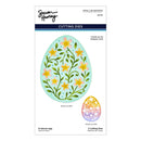 Easter egg-shaped cutting die set with floral design on a white background