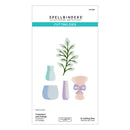 Spellbinders paper arts cutting dies packaging with floral and container designs on a white background.