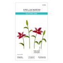 Spellbinders cutting dies packaging with red flowers and green leaves on a white background
