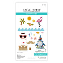 Spellbinders cutting dies set with summer-themed embellishments on a white background