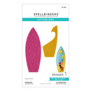 Spellbinders cutting dies for surfboard and beach scene design on packaging