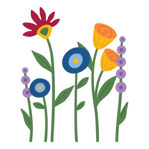 Colorful cartoon flowers on a white background