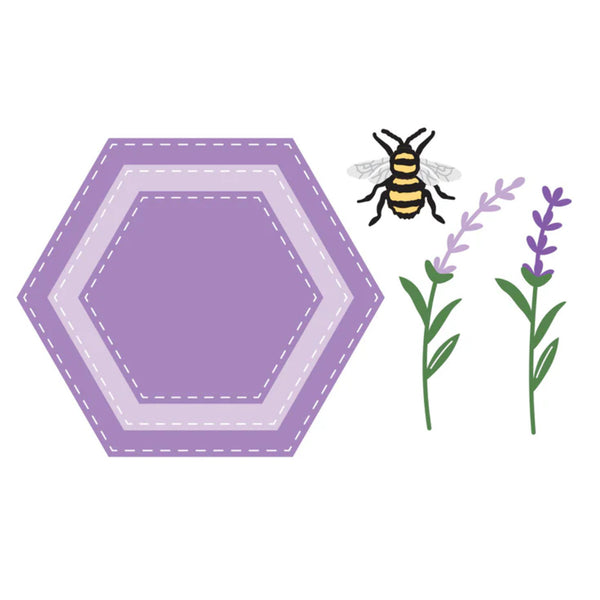 Spellbinders Etched Dies with Simple Stories - Simple Vintage Lavender Fields Hexagons
