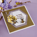 Card with bee design and motivational quote on a purple background