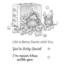 Illustration of a box of berries with a mouse and text on a white background