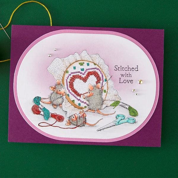 Spellbinders House-Mouse Heart and Soul Cling Rubber Stamps - Stitched with Love