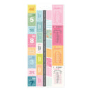 Set of colorful planner stickers with various designs and text on a white background