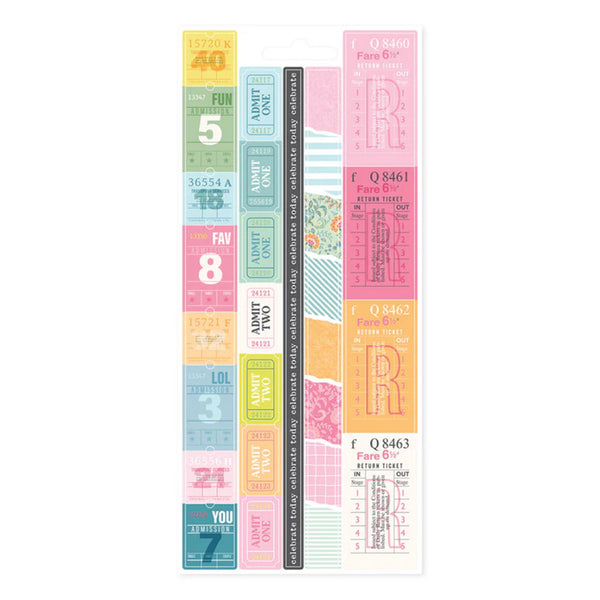 Set of colorful planner stickers with various designs and text on a white background