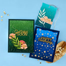 Three greeting cards with 'Get Well Soon', 'Happy Birthday', and decorative elements on a blue background.