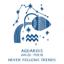 Aquarius zodiac sign with constellation and text on a white background
