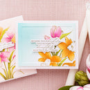 Floral card with tulips on a pink textured background