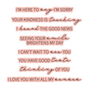 Text message with affectionate and sentimental phrases on a white background