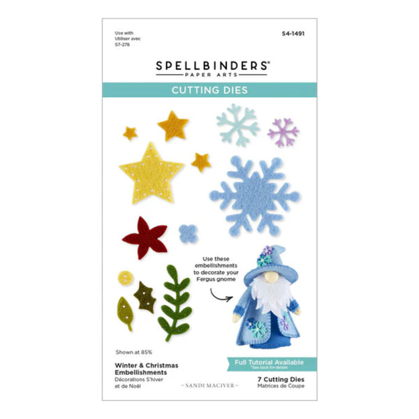 Spellbinders 3D Felt D‚àö¬©cor Embellishments Etched Dies by Sandi MacIver - Winter & Christmas