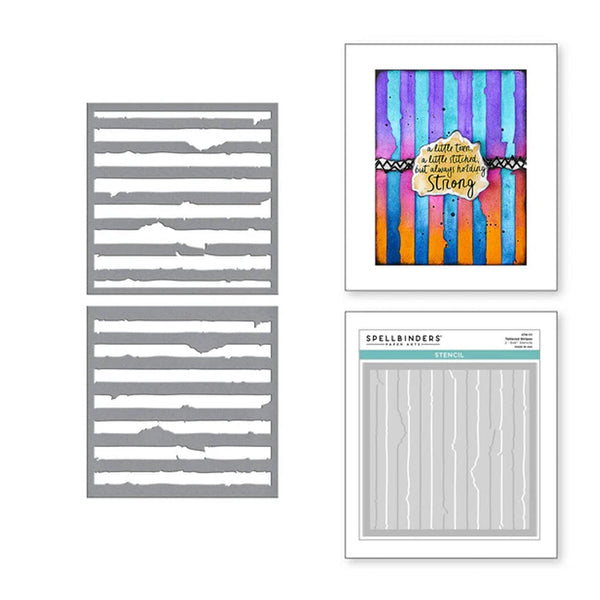 Spellbinders Beautifully Imperfect Stencils - Tattered Stripes