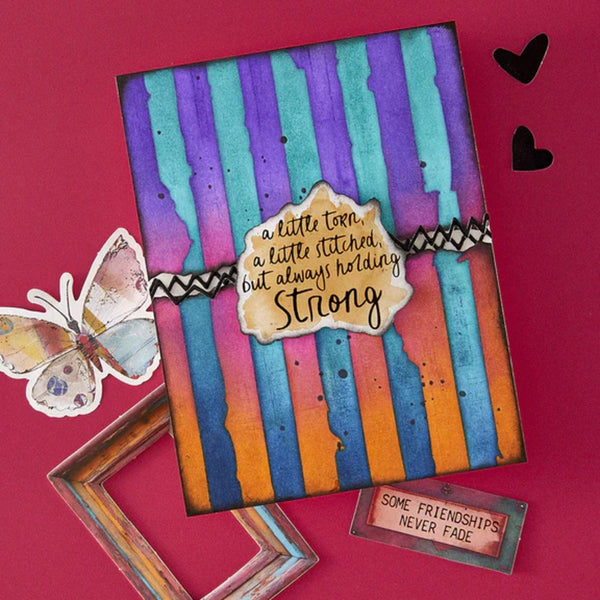 Spellbinders Beautifully Imperfect Stencils - Tattered Stripes