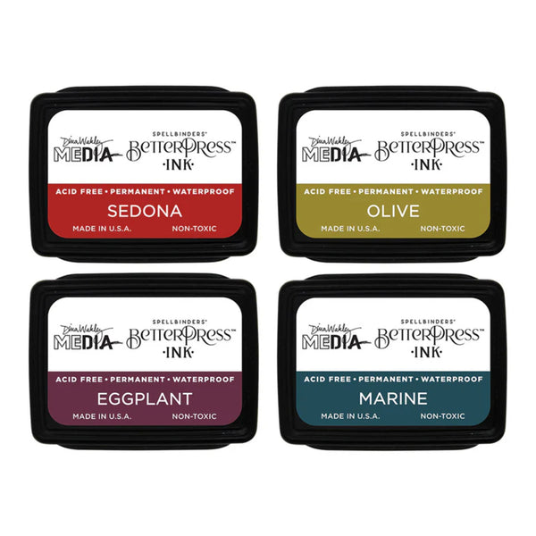 Spellbinders BetterPress Ink Mini Set 4/Pkg By Dina Wakley - Earthy
