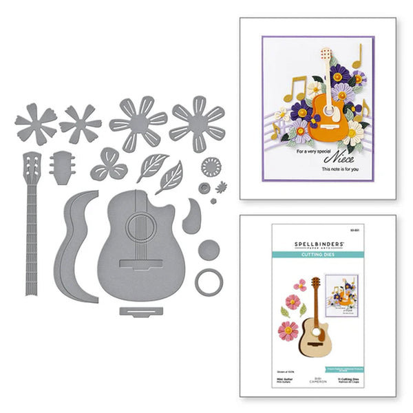 Spellbinders Bibi's Musical Notes Etched Dies By Bibi Cameron - Mini Guitar