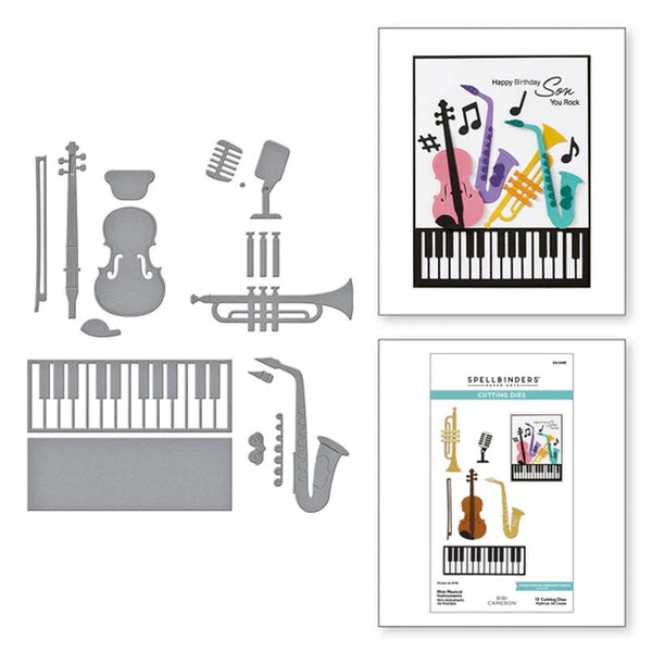 Spellbinders Bibi's Musical Notes Etched Dies By Bibi Cameron - Mini Musical Instruments