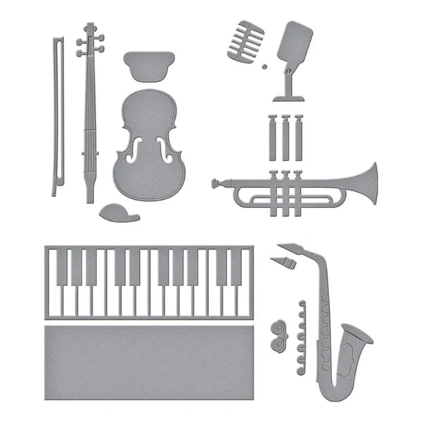 Spellbinders Bibi's Musical Notes Etched Dies By Bibi Cameron - Mini Musical Instruments