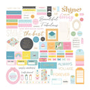 Collection of colorful decorative stickers with various phrases and designs on a white background