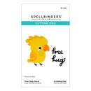 Spellbinders cutting dies packaging with a yellow bird design and 'free hugs' text.