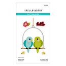 Spellbinders cutting dies packaging with two birds on a branch and 'hello' die.