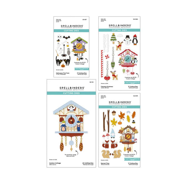 Spellbinders Cuckoo Cottage Die Bundle - Complete Seasonal Clock Set