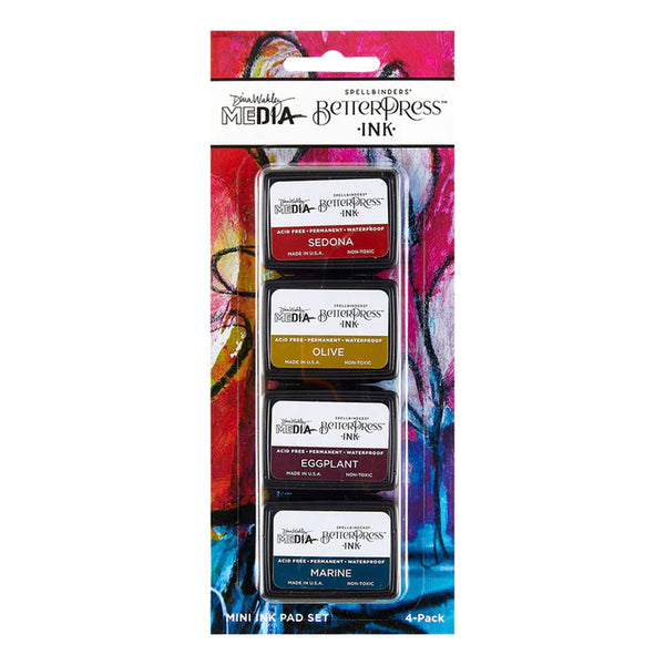 Spellbinders BetterPress Ink Mini Set 4/Pkg By Dina Wakley - Earthy