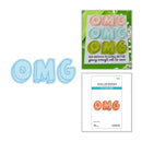 Set of 'OMG' themed products including a card, cutting dies, and decorative elements on a white background.