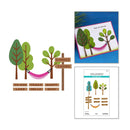 Set of wall stickers with trees, signs, and a hammock on a white background