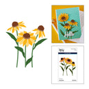 Floral cutting dies with a card and die set packaging on a white background
