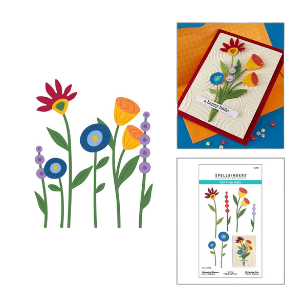 Floral design set with a card and cutting dies on a white background