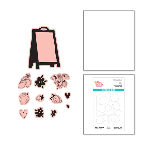 Set of floral cutting dies with packaging on a white background