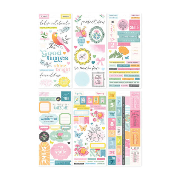 Collection of colorful planner stickers with various designs on a white background