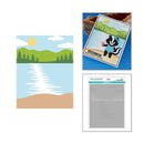 Three illustrated cards featuring nature scenes and a character on a white background