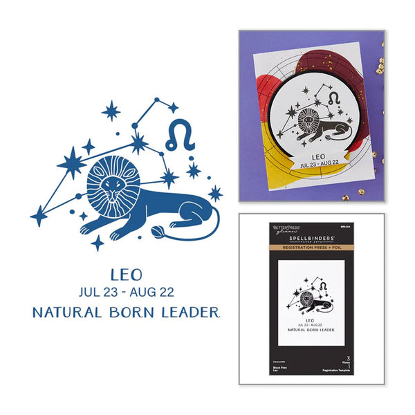 Leo zodiac sign illustration with related products on a white background
