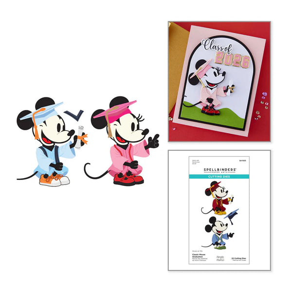 Cartoon mouse figures with a card and packaging on a white background