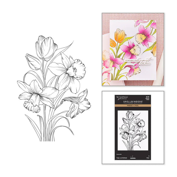 Floral design set with coloring book, stamp, and packaging on a white background
