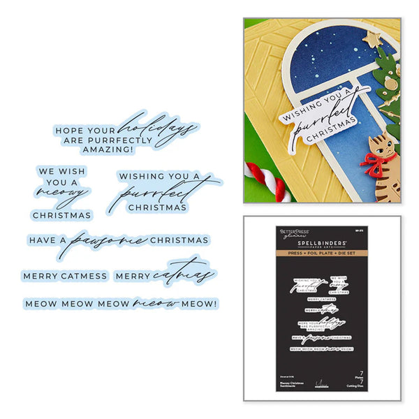 Spellbinders Press + Foil Plates & Die Set by Yana Smakula - Meowy Christmas Sentiments