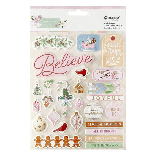 Spellbinders Peppermint Twist Chipboard Stickers from Rosie's Studio