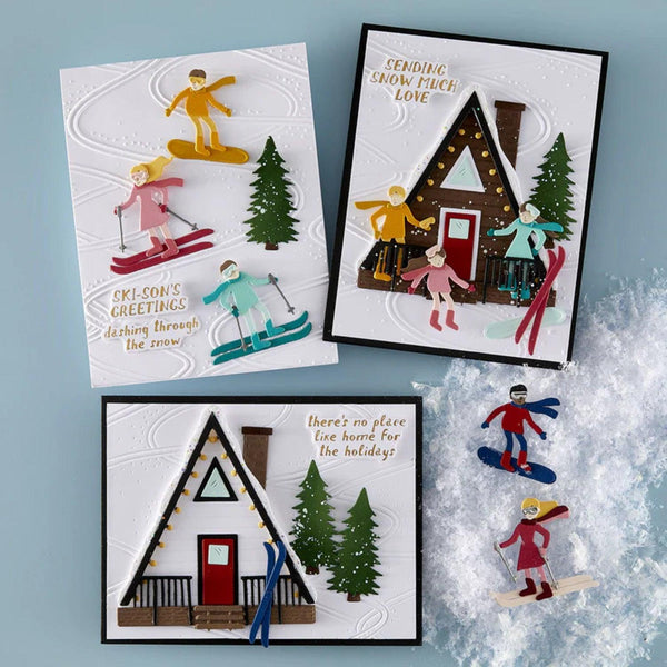Spellbinders Ski-son‚Äôs Greetings Etched Dies by Simon Hurley - Ski Lodge